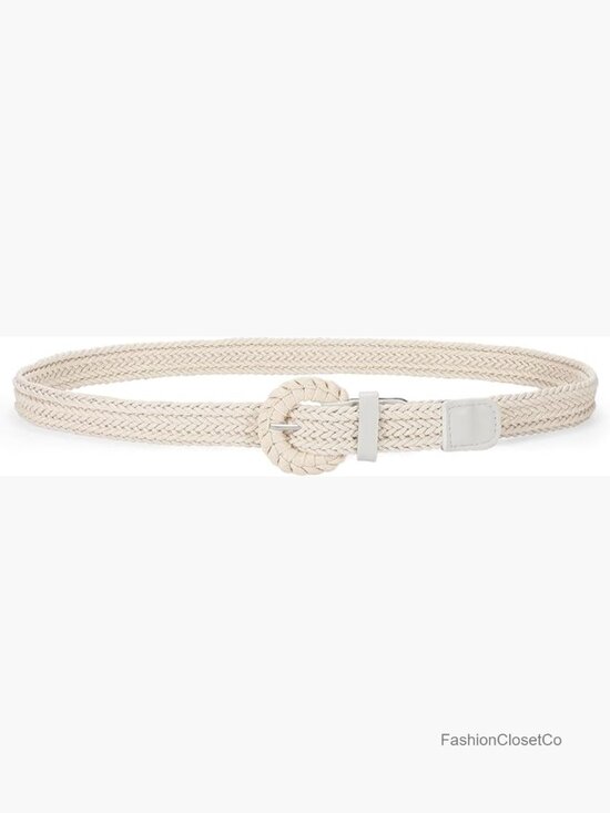 Woven Rattan Skinny Belt for Dresses Jeans, Adjustable Boho Braided Belt